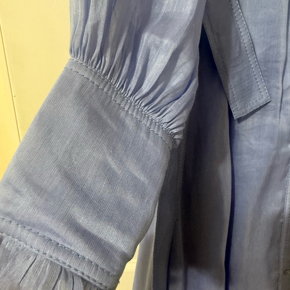 Aje Iris Pleated Bib Midi Dress Mist Blue, size 8 AUS or US S - Picture 9 of 13